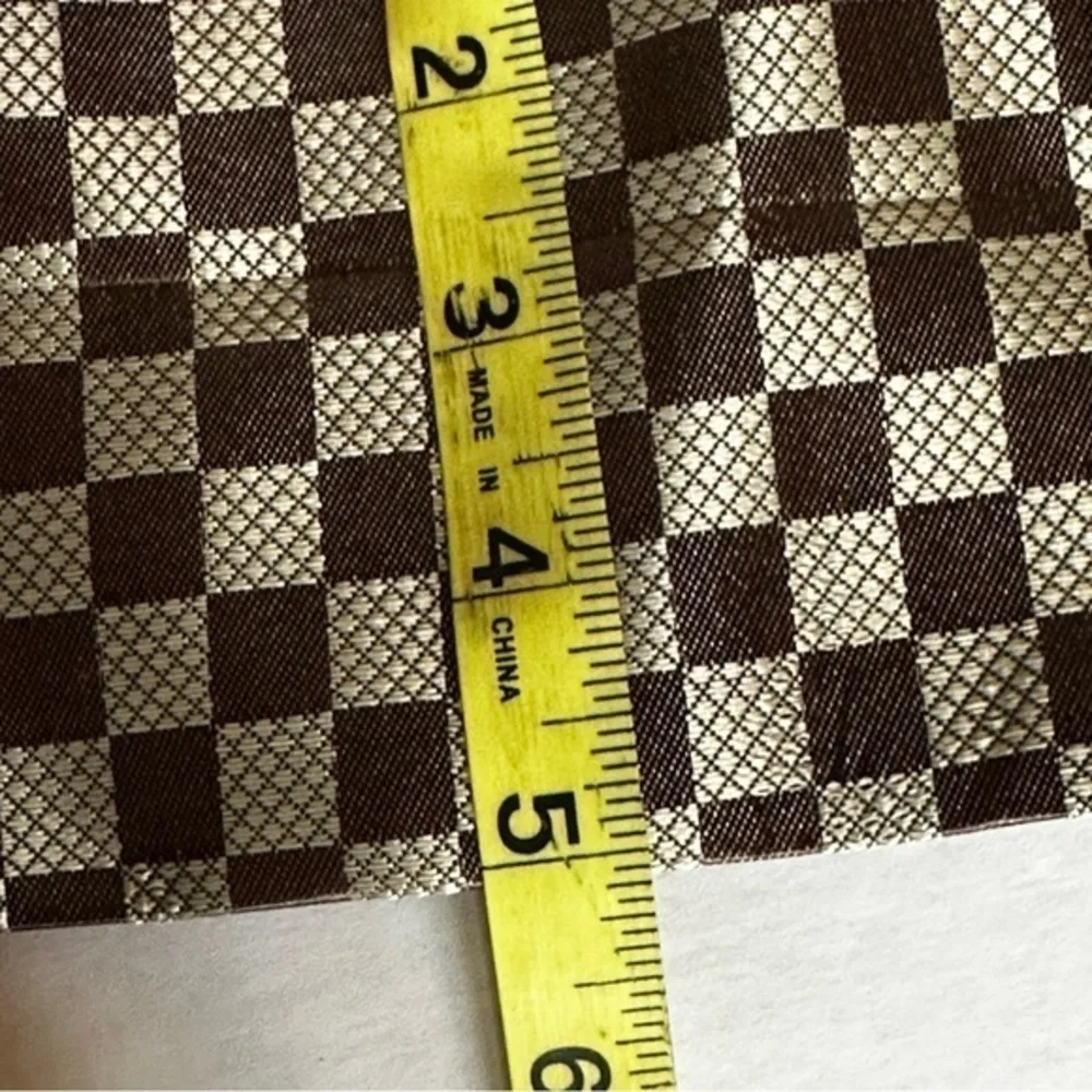 Checkered tote travel bag that rolls up Tan and brown NWOT